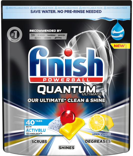 Капсули для посудомийної машини FINISH Quantum Ultimate Lemon 40 шт (5900627090291) - зображення 1