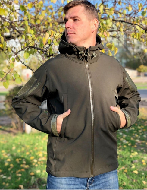 Куртка тактическая Soft Shell водонепроницаемая олива 58 - изображение 1