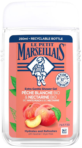 Żel pod prysznic Le Petit Marseillais bio biała brzoskwinia nektarynka 250 ml (3574661578354) - obraz 1