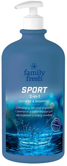Żel pod prysznic 2 in 1 Family Fresh Sport shower and shampoo chłodzący 1000 ml (7310610029593) - obraz 1