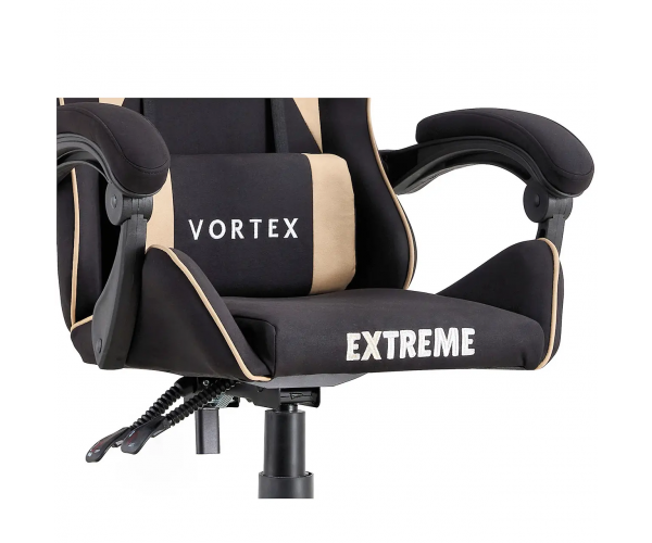 Ігрове крісло обшите тканиною для геймерів та роботи EXTREME VR чорний з бежевим комп‘ютерне крісло - изображение 4
