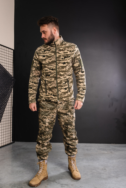 Кофта флисовая мужская военная тактическая с липучками под шевроны ВСУ (ЗСУ) Пиксель 8710 48 размер хаки - изображение 2
