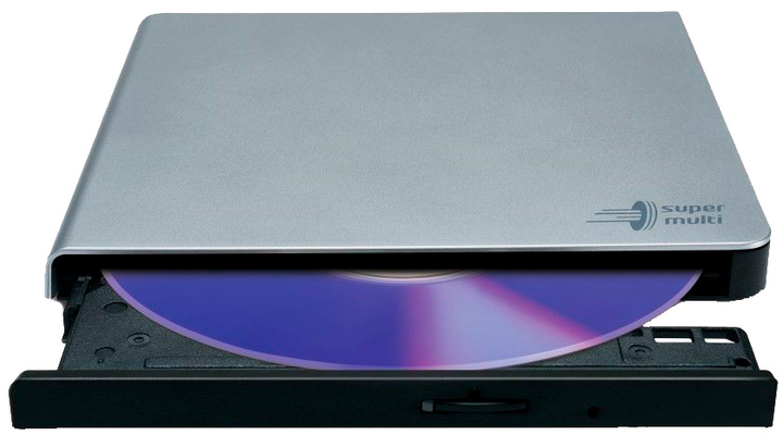 Внешний оптический привод Hitachi-LG Externer DVD-Brenner HLDS GP57ES40 Slim USB Silver (GP57ES40.AHLE10B) - изображение 4