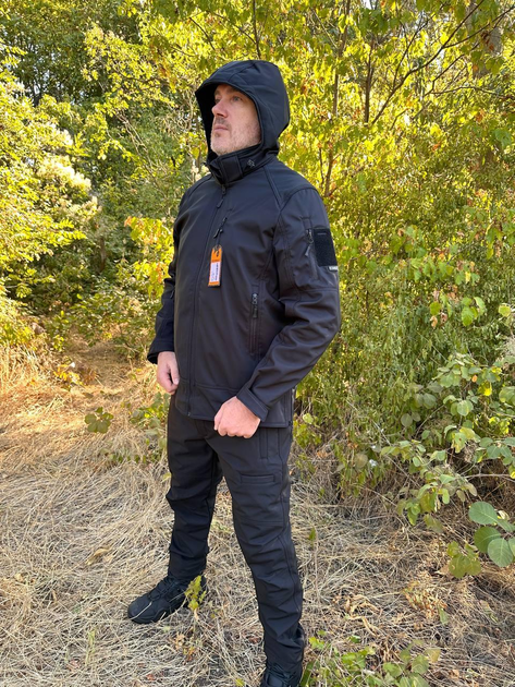 Тактичні зимові штани чорні Soft Shell Combat на флісі чорні тактичні штані S L - зображення 1