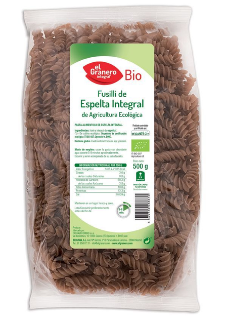 Makarony El Granero Spelt Fusilli Pasta Bio 500 g (8422584088670) - obraz 1