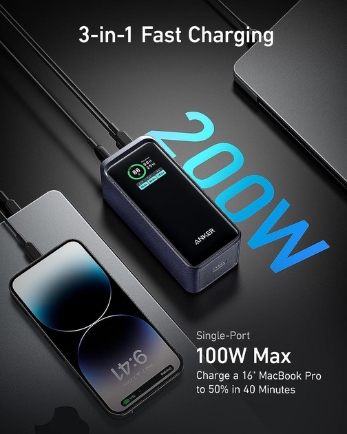Зовнішній акумулятор Anker Prime Power Bank 20 000 мАг потужністю 200 Вт, Black – фото, відгуки, характеристики в інтернет-магазині ROZETKA від продавця: БрайтВолт | Купити в Україні: Києві, Харкові, Дніпрі, Одесі, Запоріжжі, Львові Зовнішній акумулятор Anker Prime Power Bank 20 000 мАг потужністю 200 Вт, Black – фото, відгуки, характеристики в інтернет-магазині ROZETKA від продавця: БрайтВолт | Купити в Україні: Києві, Харкові, Дніпрі, Одесі, Запоріжжі, Львові