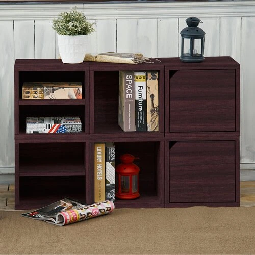 Напольная стильная полка стеллаж куб для книг и игрушек Little Room Baby House темный орех (PKWF-03-1) - изображение 3