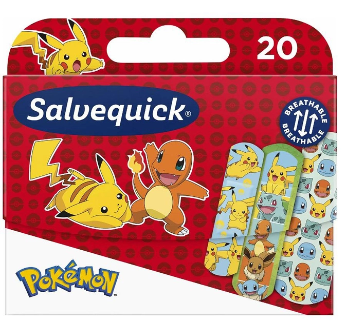 Пластырь Salvequick Pokemon для детей 20 шт (7310610030643) - изображение 1