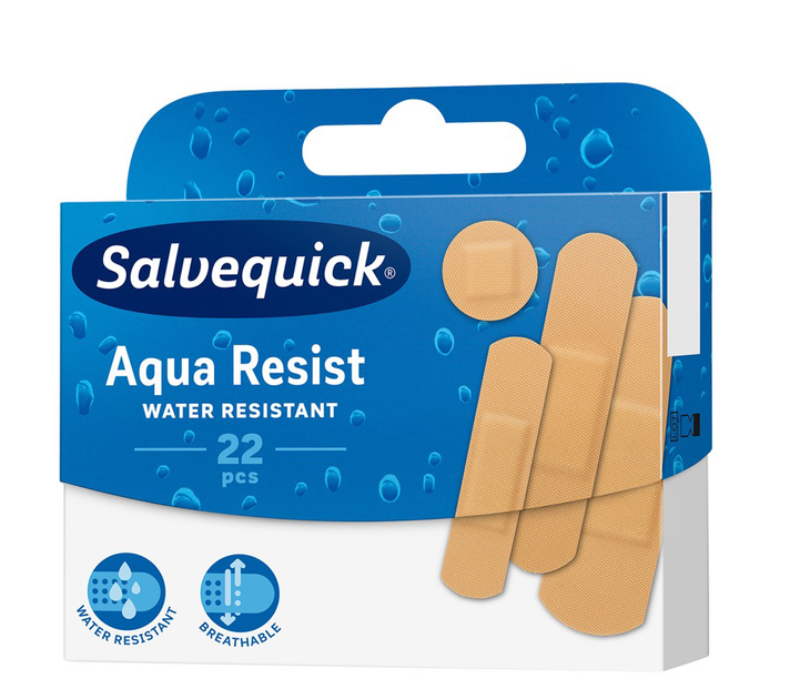 Пластырь Salvequick Aqua Resist водонепроницаемый 22 шт (7310616071244) - изображение 1