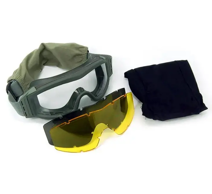 Тактическая защитная маска очки со сменными линзами 3 цвета чехлом для хранения 20х7.9х2.5 см (476043-Prob) - изображение 2