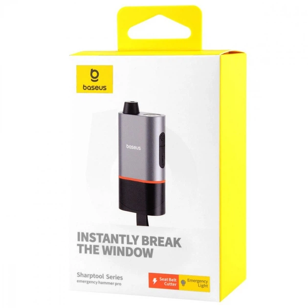 Автомобільний Акумуляторний рятувальний молоток Baseus SharpTool Series Emergency Hammer Pro з ліхтариком - зображення 10