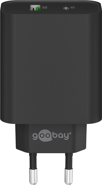 Зарядний пристрій Goobay Wentronic Dual-USB-Quick Charger 3.0 PD/QC 45 W 1x USB-C 1x USB-A Чорний (4040849617553) - зображення 3