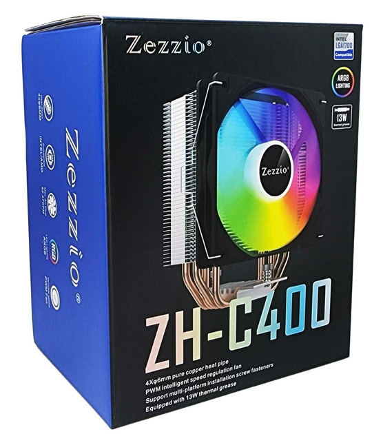 Процессорный кулер Zezzio ZH-C400 ARGB (120mm/4 pin PWM/4 тепл.трубки/TDP 145W) - изображение 7