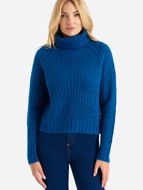 Sweter z golfem damski ciepły Greenpoint SWE6020034W2235M00 S Niebieski (5903245346771) - obraz 1