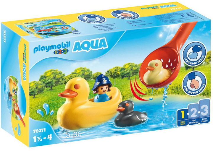 Zestaw figurek do zabawy Playmobil 1.2.3 Aqua Rodzina kaczuszek (4008789702715) - obraz 1
