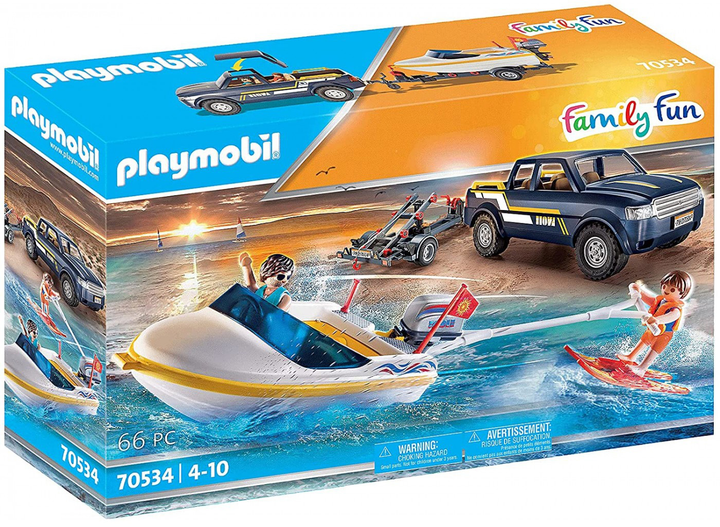 Ігровий набір фігурок Playmobil Family Fun Пікап з причепом для моторного човна (4008789705341) - зображення 1