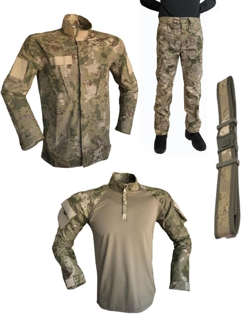 Тактическая военная форма (военный китель, тактическая рубашка убакс, военные тактические брюки, ремень) комуфляж оливия , размер M - изображение 1