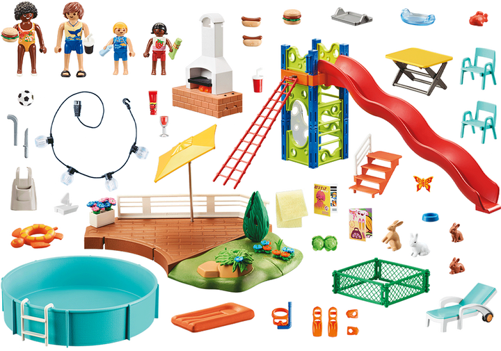 Ігровий набір фігурок Playmobil City Life Вечірка біля басейну з гіркою (4008789709875) - зображення 2