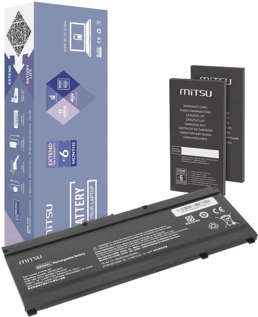 Акумулятор Mitsu для ноутбуків HP Omen 15-DC 15.4V 3500 mAh (5903050378318) - зображення 1
