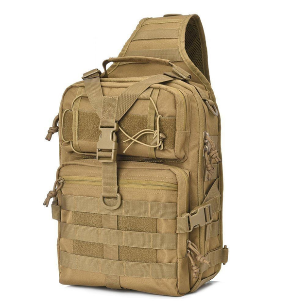 Тактичний штурмовий військовий рюкзак з однією лямкою Armour Tactical М4 Oxford 600D (з системою MOLLE) 20 літрів Койот - зображення 1