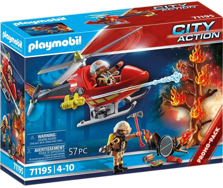 Zestaw do zabawy Playmobil City Action 71 195 Helikopter strażacki (4008789711953) - obraz 1