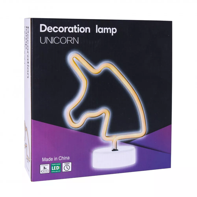 Неоновый светильник Neon Lights "Единорог" Ночник декоративный настольный LED лампа (USB, 3хАА) Белый - Фото 4 Неоновый светильник Neon Lights "Единорог" Ночник декоративный настольный LED лампа (USB, 3хАА) Белый - изображение 4