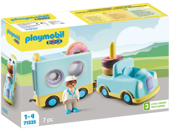 Божевільна вантажівка для пончиків Playmobil 1.2.3 з функцією укладання та сортування (4008789713254) - зображення 1