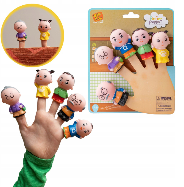 Zestaw zabawek na palce Askato Finger Puppets Family (6901440113463) - obraz 2