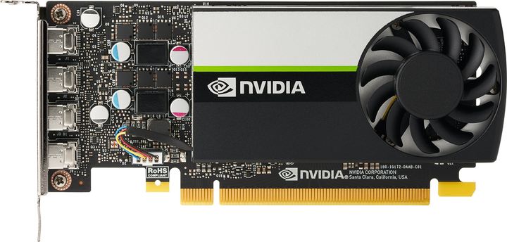 Видеокарта PNY PCI-Ex Quadro T1000 4GB GDDR6 (128bit) (1455/8000) (4 x miniDisplayPort) (VCNT1000-SB) - изображение 1