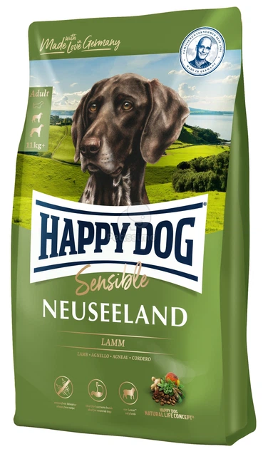 Сухий корм для дорослих собак Happy Dog Supreme NEUSEELAND SUPREME з чутливим травленням вагою понад 11 кг з ягням та рисом, 12.5 кг - Фото 1 Сухий корм для дорослих собак Happy Dog Supreme NEUSEELAND SUPREME з чутливим травленням вагою понад 11 кг з ягням та рисом, 12.5 кг - зображення 1