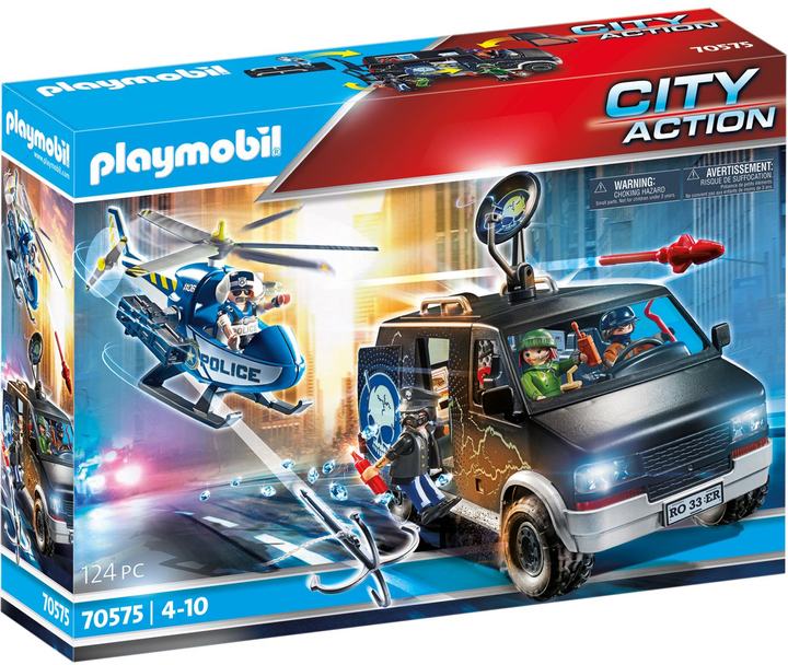 Zestaw figurek do zabawy Playmobil City Action Policyjny helikopter Pościg za uciekającym samochodem (4008789705754) - obraz 1