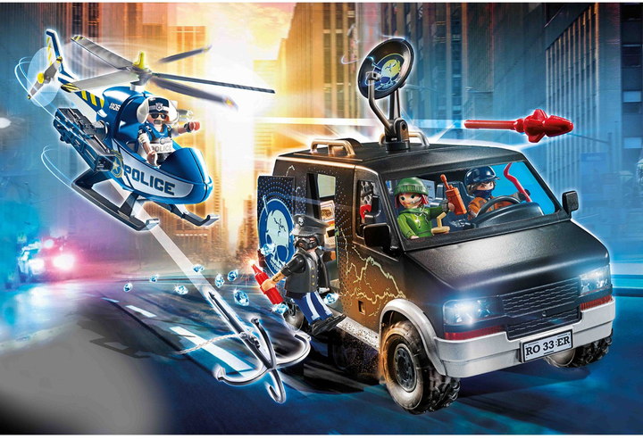 Zestaw figurek do zabawy Playmobil City Action Policyjny helikopter Pościg za uciekającym samochodem (4008789705754) - obraz 2