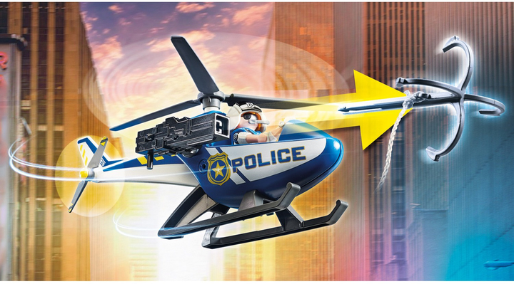 Zestaw figurek do zabawy Playmobil City Action Policyjny helikopter Pościg za uciekającym samochodem (4008789705754) - obraz 4