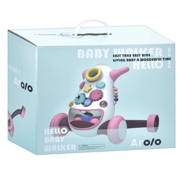 Каталка-ходунки детские Arolo K1 - свет, звук, сортер, трещетка, трещотка - розовый для девочки - изображение 5
