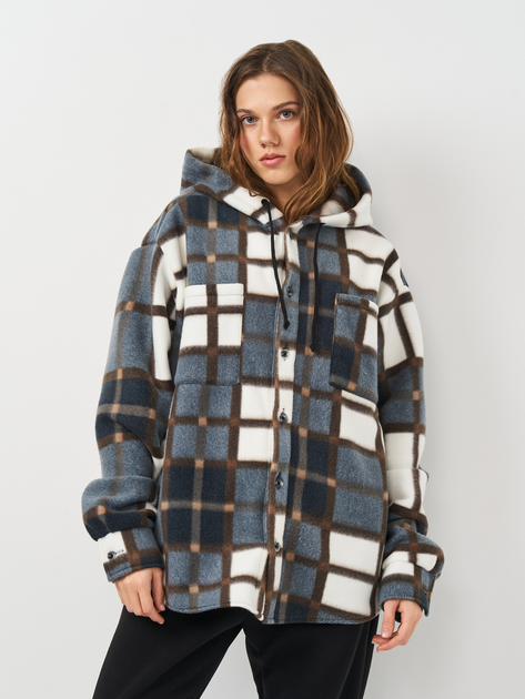 Рубашка утепленная оверсайз женская Olis-Style Рони 50 Серая в клетку ...