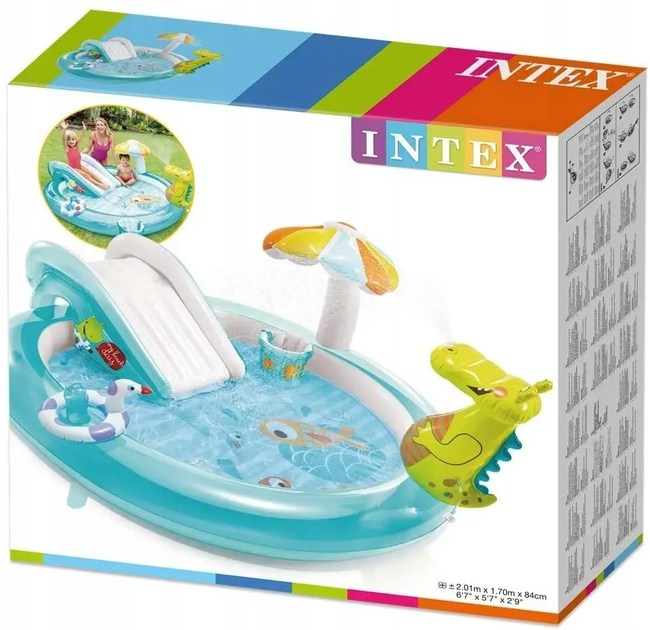 Надувной Игровой центр бассейн c горкой Intex Аллигатор 201 х 170 х 84см, обьем 160л - изображение 4
