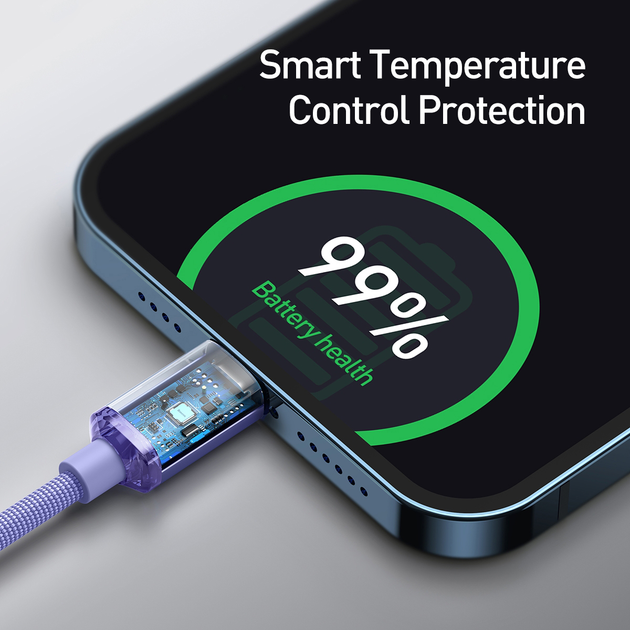 Kabel Baseus Crystal Shine Series Fast Charging Data Cable Type-C to IP 20 W 1.2 m Purpurowy (CAJY000205) - obraz 4