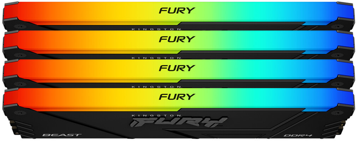 Pamięć RAM Kingston Fury DDR4-3200 131072MB PC4-25600 (Kit of 4x32768) Beast RGB 2Rx8 Black (KF432C16BB2AK4/128) - obraz 2