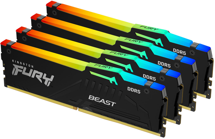 Pamięć RAM Kingston FURY DDR5-6000 65536MB PC5-48000 (Kit of 4x16384) Beast RGB Black (KF560C40BWAK4-64) - obraz 1