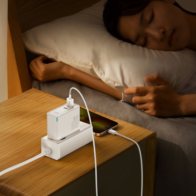 Мережевий зарядний пристрій Baseus GaN5 Pro Fast Charger C+U 100W EU (With Cable Type-C to Type-C 100W 20V/5A 1 м) White (CCGP090202) - зображення 10