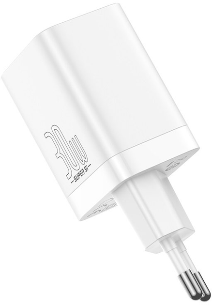 Зарядний пристрій Baseus Super Si Pro Quick Charger USB+Type-C 30W QC3.0+PD3.0 White (CCSUPP-E02) - зображення 1