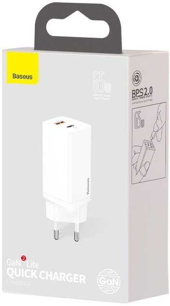 Ładowarka Baseus GaN2 Lite Quick Charger C + U 65W EU Biała (CCGAN2L-B02) - obraz 5