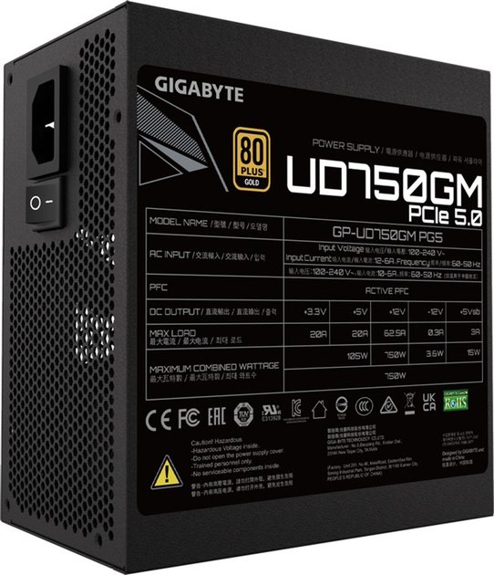 Zasilacz Gigabyte GOLD 750W ATX 3.0 (GP-UD750GM PG5) - obraz 4