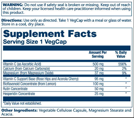 Solaray Вітамін С з Біофлавоноїдами, Vitamin C with Bioflavonoid 500 мг - 100 капсул (076280044201) - зображення 3
