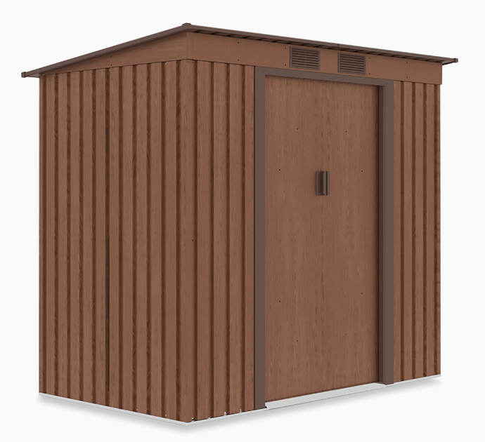 Садовий будинок сарай із навісом для інструментів OREGON 7x4 Walnut 201x121 cm 004030 - Фото 1 Садовий будинок сарай із навісом для інструментів OREGON 7x4 Walnut 201x121 cm 004030 - зображення 1
