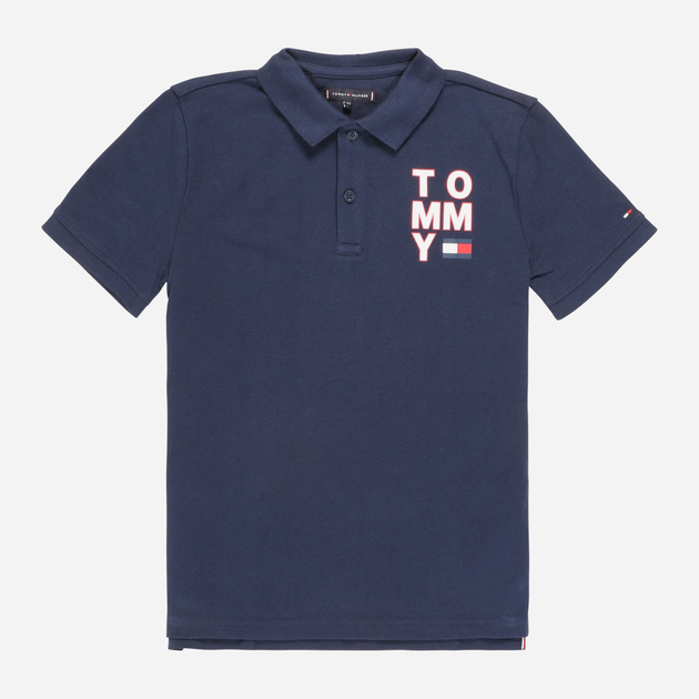Дитяче поло для хлопчика Tommy Hilfiger KB0KB05430-CBK 128 см Темно-синє (8719861290933) - зображення 1