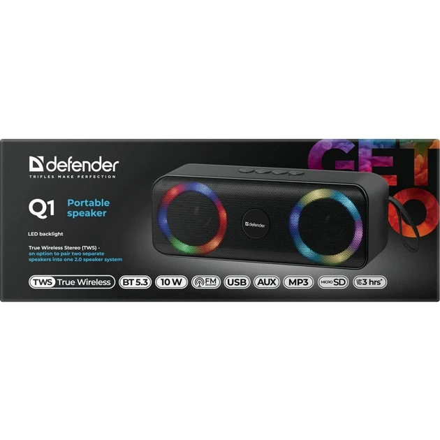 Портативна колонка Defender Q1 10Вт, Black (65301) - Фото 6 Портативна колонка Defender Q1 10Вт, Black (65301) - зображення 6