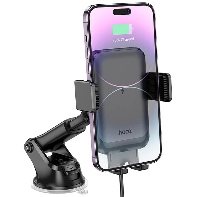 Держатель HOCO Climber smart wireless charging Car holder HW9 |15W| черный - Фото 2 Держатель HOCO Climber smart wireless charging Car holder HW9 |15W| черный - изображение 2