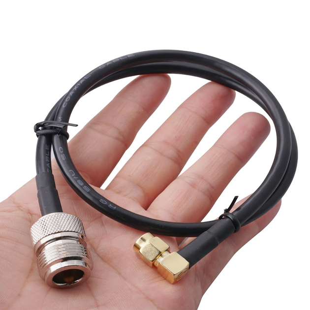 Кабель антенний пігтейл SMA Male кутовий 90° - Type N Female 50см RG-58 ...