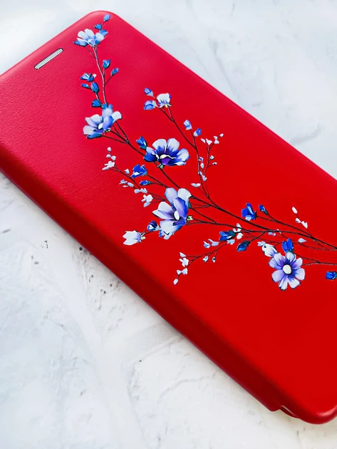 Чехол-книжка с рисунком для Samsung Galaxy A52 (A525) Красный :: Веточка цветов (принт 278) - Фото 2 Чехол-книжка с рисунком для Samsung Galaxy A52 (A525) Красный :: Веточка цветов (принт 278) - изображение 2